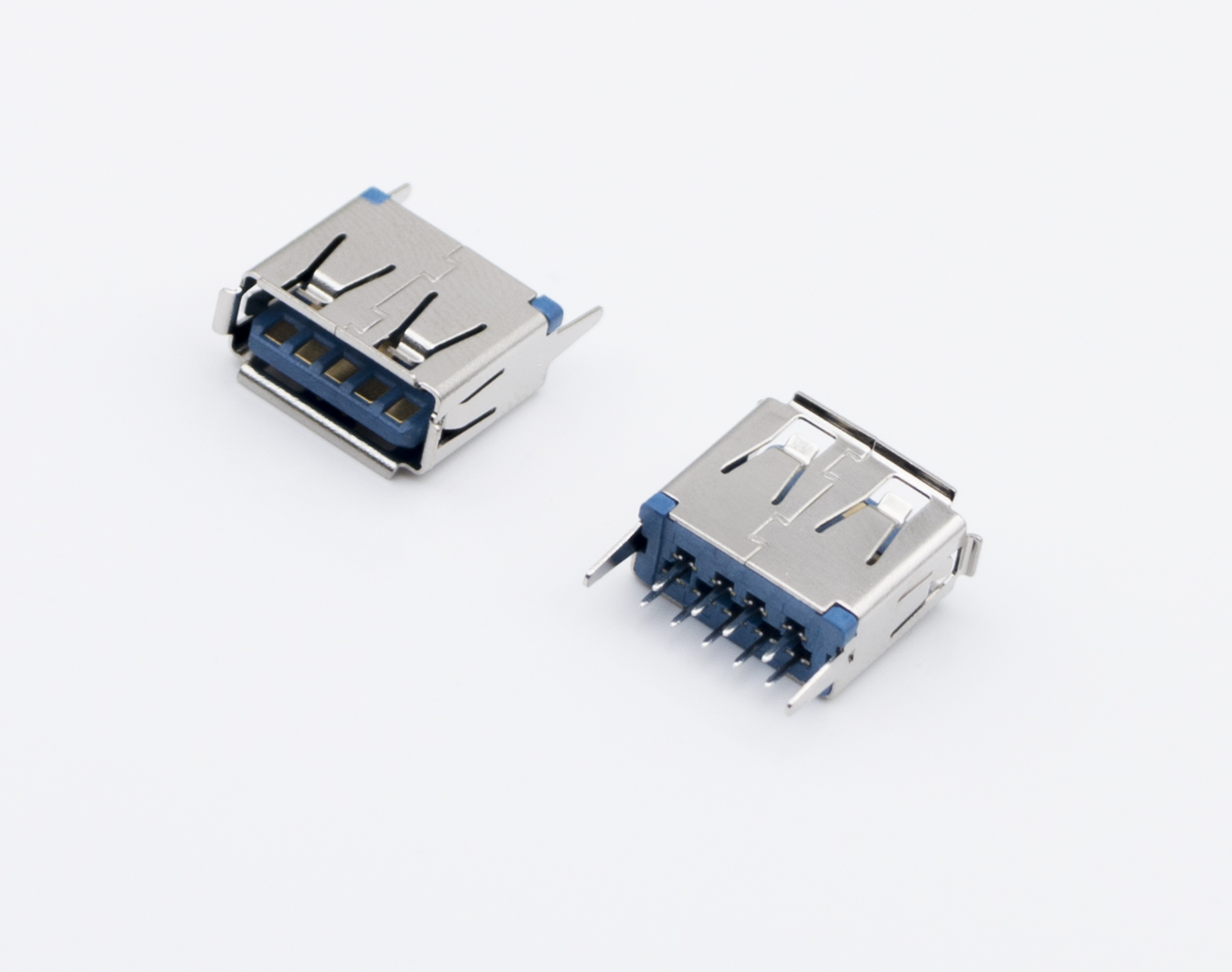 USB3.0 AF 短体 立式SMT 卷边 蓝胶